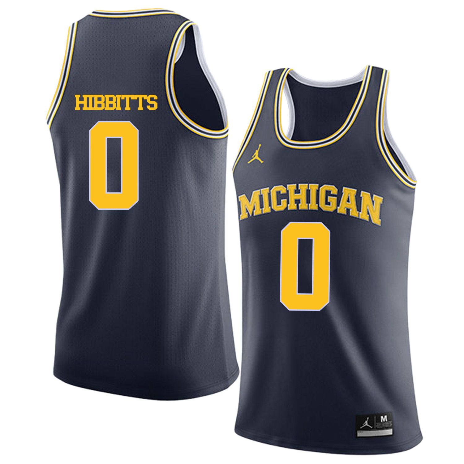 Men Jordan University of Michigan Basketball Navy #0 Hibbitts Customized NCAA Jerseys